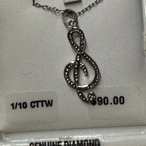 Silver Treble Clef Pendant Necklace - Picture 4 of 7